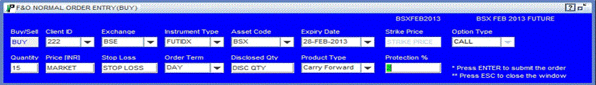 place orders inn Future and Options segments