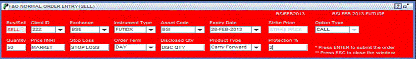 place sell orders for Futures and Options contracts