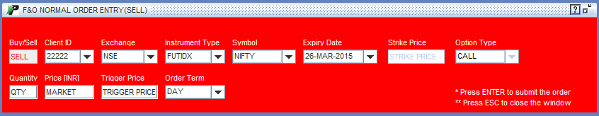 place sell orders in futures and options contracts